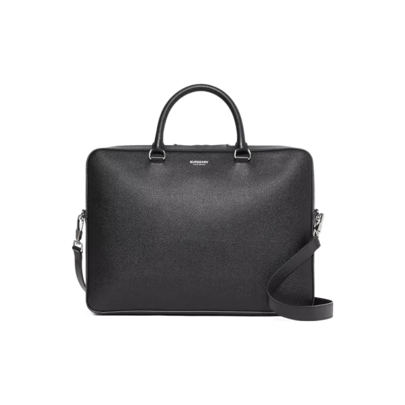 Burberry Grain Texture Leather Briefcases Handbags Regular Men's Black-0