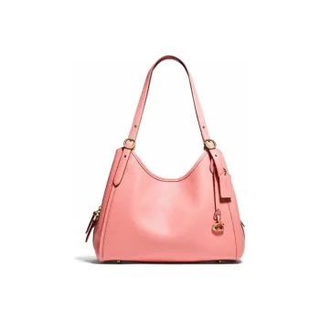 COACH Lori Pebbled Leather Handbag, Shoulder Bag Large Size Women's Candy Pink