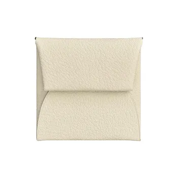 HERMES Bastia Sheepskin Coin Purses Card Holders Women's Cream White