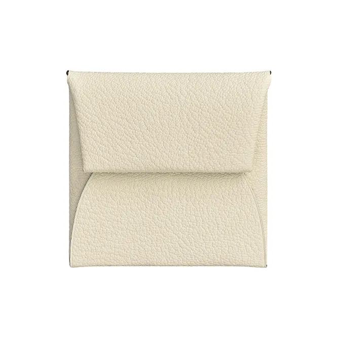 HERMES Bastia Sheepskin Coin Purses Card Holders Women's Cream White-0