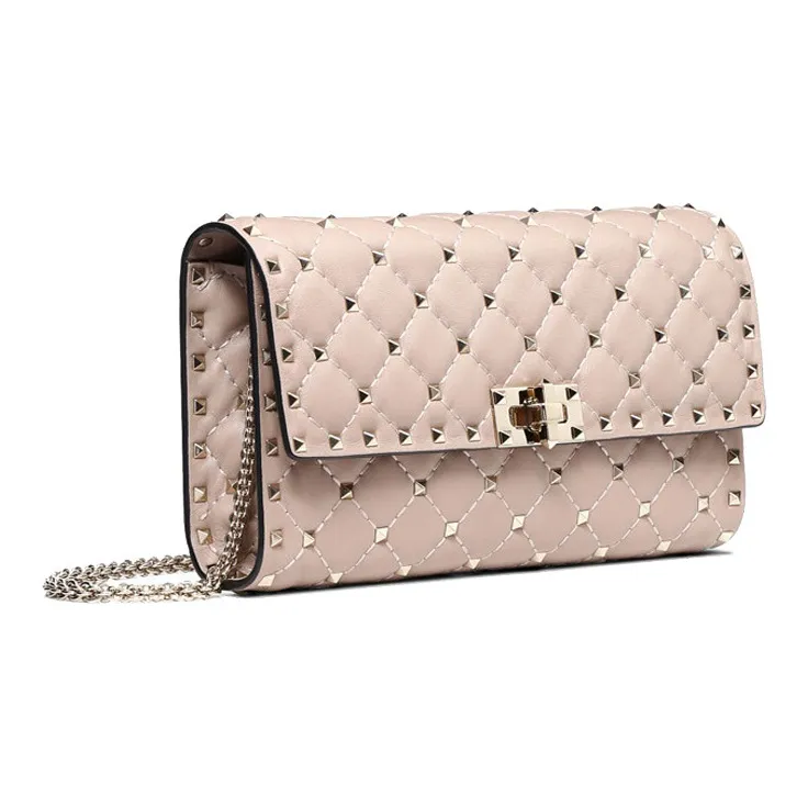Valentino Sheepskin Chain Bag Shoulder Bag Women's Nude Pink-1
