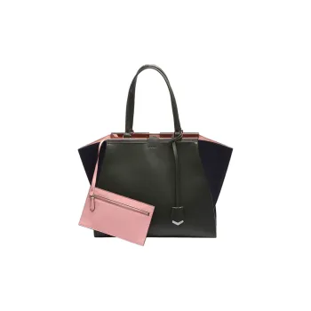 FENDI Cow Leather Tote Bag, Shopping Bag, Combo Bag, Handbag Women's Jasper & Black & Pink