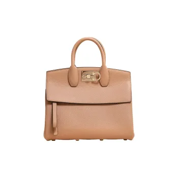 FERRAGAMO Studio Series Cow Leather Shoulder Bag, Crossbody Bag, Handbag Small Size Women's Bone/Beige