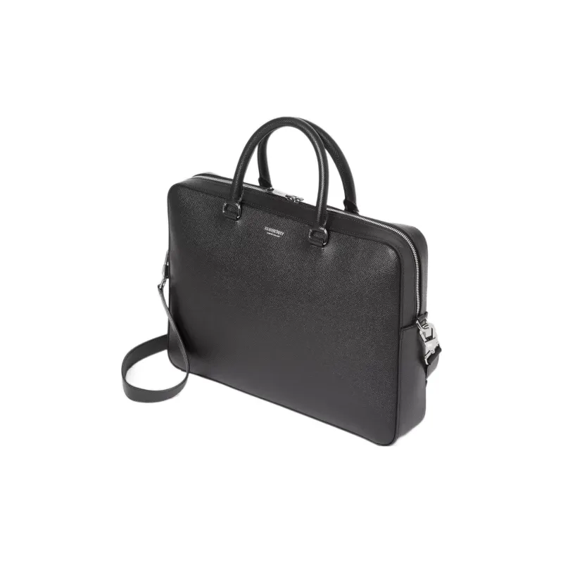 Burberry Grain Texture Leather Briefcases Handbags Regular Men's Black-1