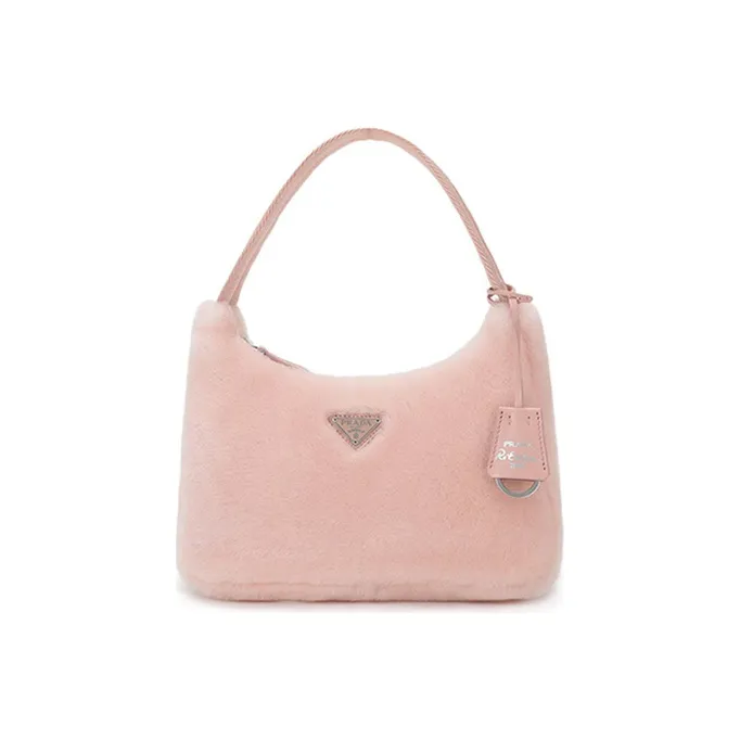 PRADA Fur Shoulder Bag Handbag Shoulder Bag Women's Orchid Powder-0