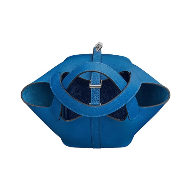 HERMES Picotin Lock Maurice Calfskin Basket Bag Handbag Bucket Bag Women's 71 Bleu France French Blue-3