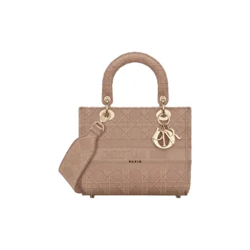 DIOR Lady D-Lite Canvas Dior Bag Shoulder Bag Handbag Medium Size Women's Pink Candy Color