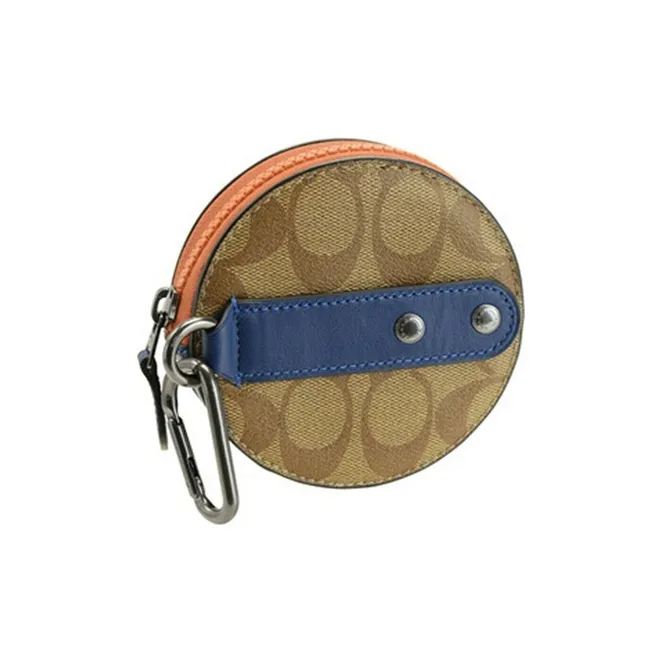 COACH Hybrid Cow Leather Coin Purse Men's Brown & Blue-1
