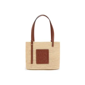 LOEWE Basket Raffia With Cow Leather Basket Bag, Straw Bag, Handbag, Shoulder Bag Women's