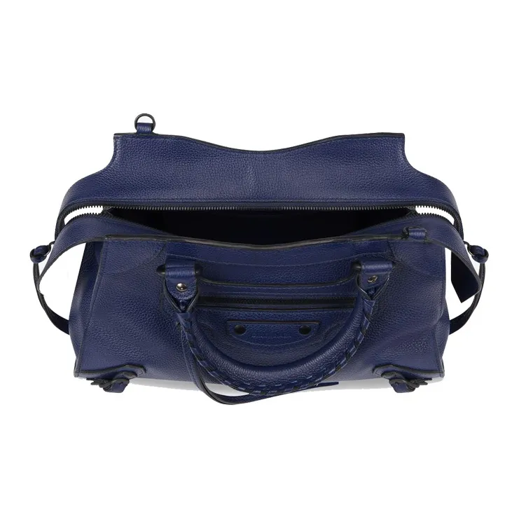 Balenciaga Grained Calfskin Handbag Women's Dark Blue-2