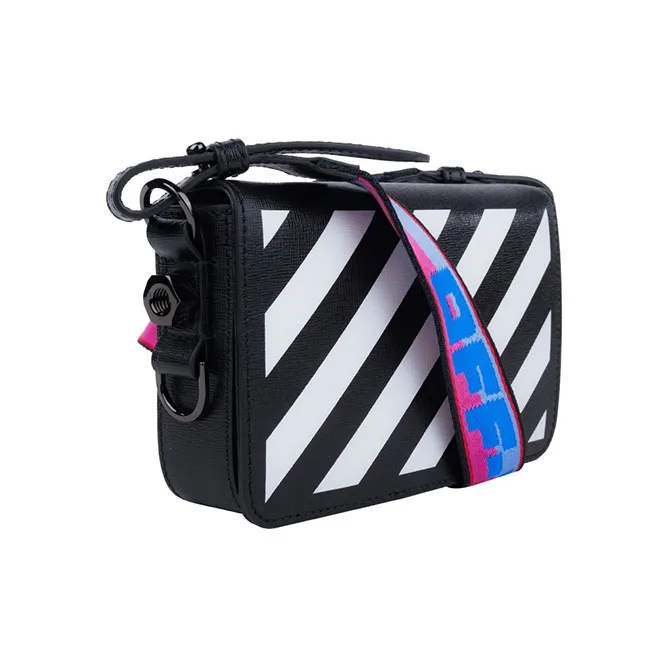 OFF-WHITE Diag Mini Flap Shoulder Bag 'Black/White'-2