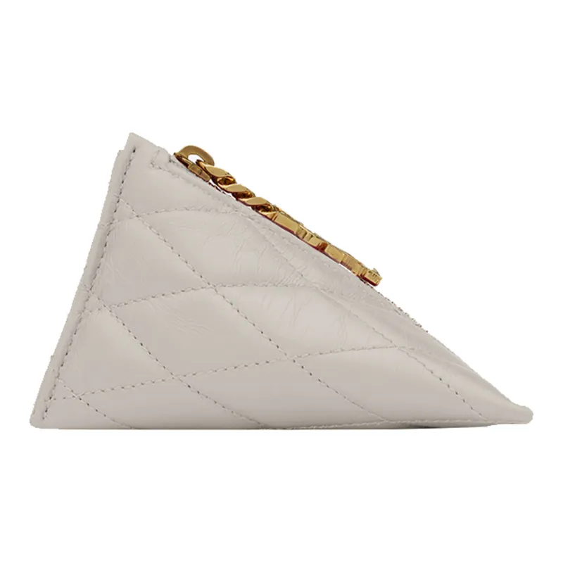 SAINT LAURENT Lambskin Coin Purse Small Size Women's White-6