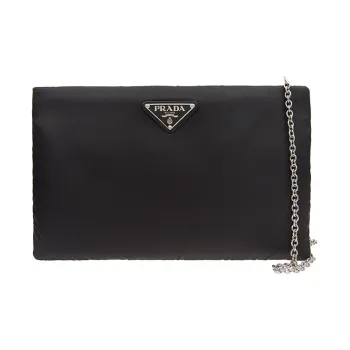 PRADA Nylon Fabric Shoulder Bag Women's Black