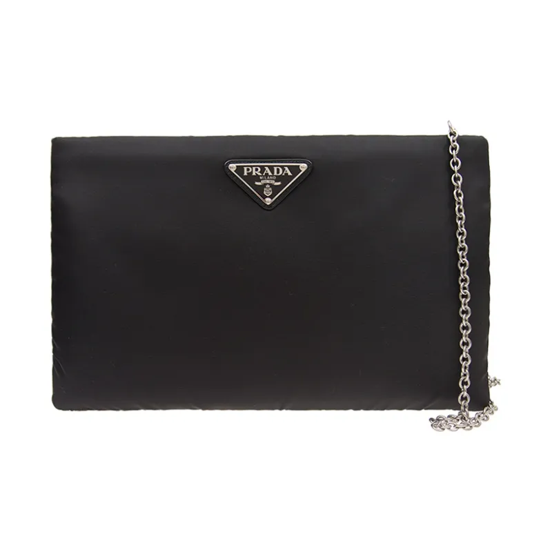 PRADA Nylon Fabric Shoulder Bag Women's Black-0