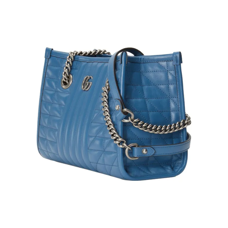 GUCCI GG Marmont Leather Tote Bag, Shopping Bag, Crossbody Bag, Shoulder Bag Women's Blue-2