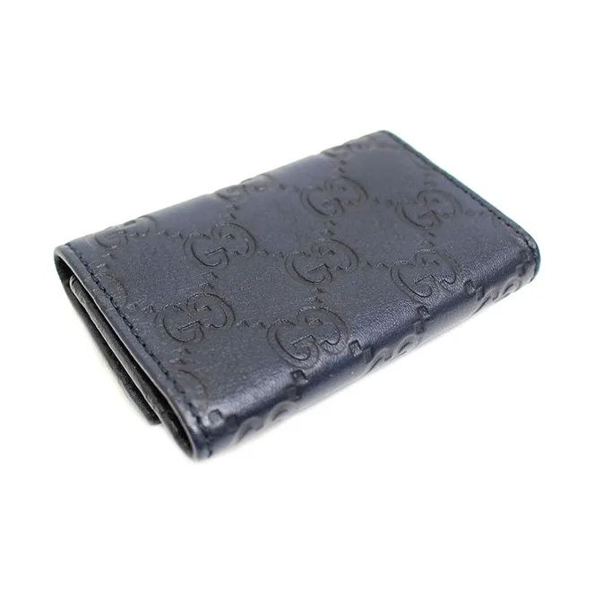 GUCCI Leather Key Pouch Men's Dark Blue-1