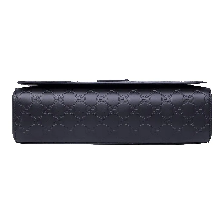 GUCCI Leather Flap Shoulder Bag Crossbody Bag Men's Black-4