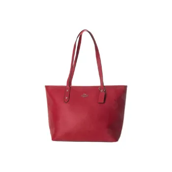COACH Cow Leather Tote Bag Shopping Bag Shoulder Bags Women's Watermelon Red