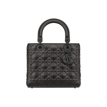 DIOR Lady Dior Cow Leather Lady Dior Bag, Shoulder Bag, Crossbody Bag, Handbag Medium Size Women's Black