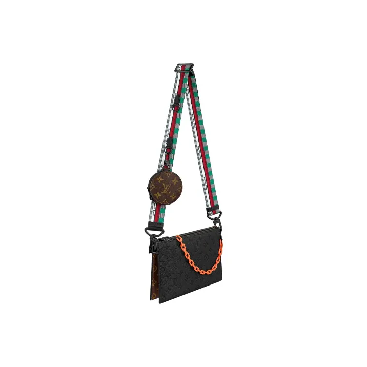 LOUIS VUITTON Trio Pouch Taurillon Illusion Silver-3