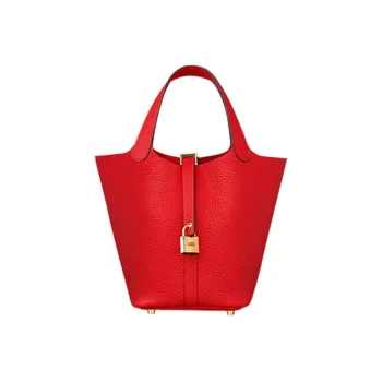 HERMES Picotin Lock Clemence Bullock Leather Basket Bag Handbag Bucket Bag Women's S3 Rouge De Coeur Heart Red