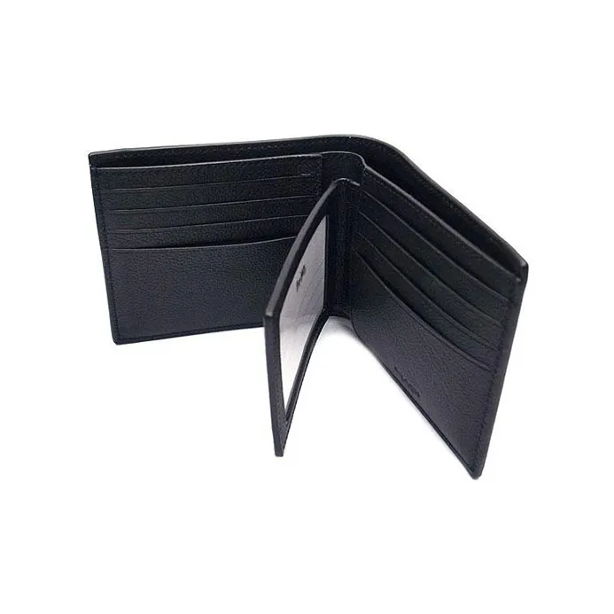 COACH Compact Calfskin Card Holder Wallet Men's Black-2