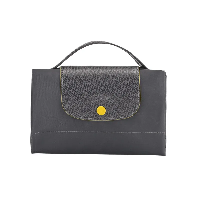 LONGCHAMP Le Pliage Club Large Cow Leather Trim Handbags Briefcases Small Size Unisex Metal Gray-1
