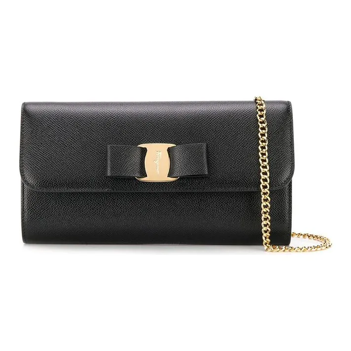 FERRAGAMO Cow Leather Coin Purses Wallets Women's Black-0