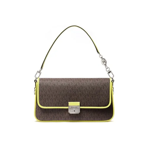 MICHAEL KORS Bradshaw Cow Leather Baguette Shoulder Bag Small Size Women's Brown, Yellow & Multicolor