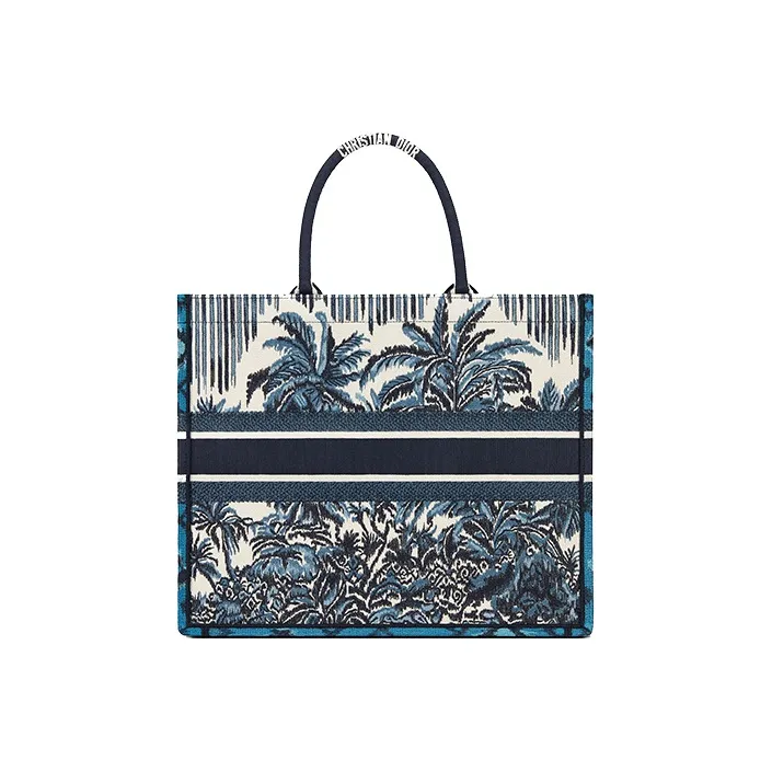 DIOR BookTote Embroidery Tote Bag, Shopping Bag, Handbag Regular Women's Blue-2