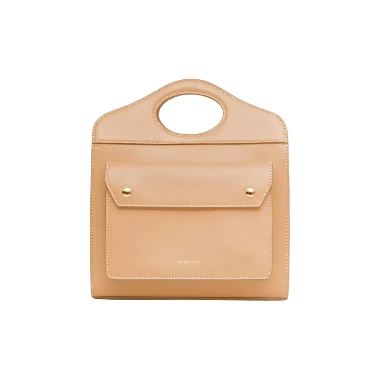 Burberry Leather Pocket Bag Tote Bag Shopping Bag Portable Crossbody Bag Shoulder Bag Mini Unisex Warm Sand-0