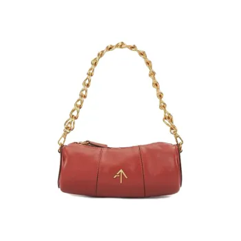 Manu Atelier Cylinder Leather Shoulder Bag Arrow Bag Cylinder Bag Baguette Bag One Shoulder Handbag Women's Dark Red