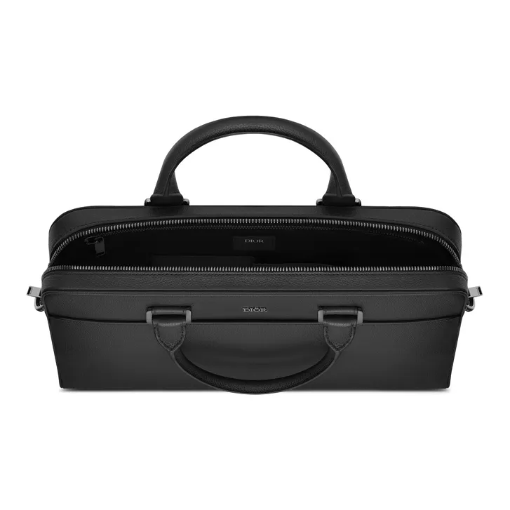 DIOR Grained Calfskin Briefcases Handbags Men's Black-2