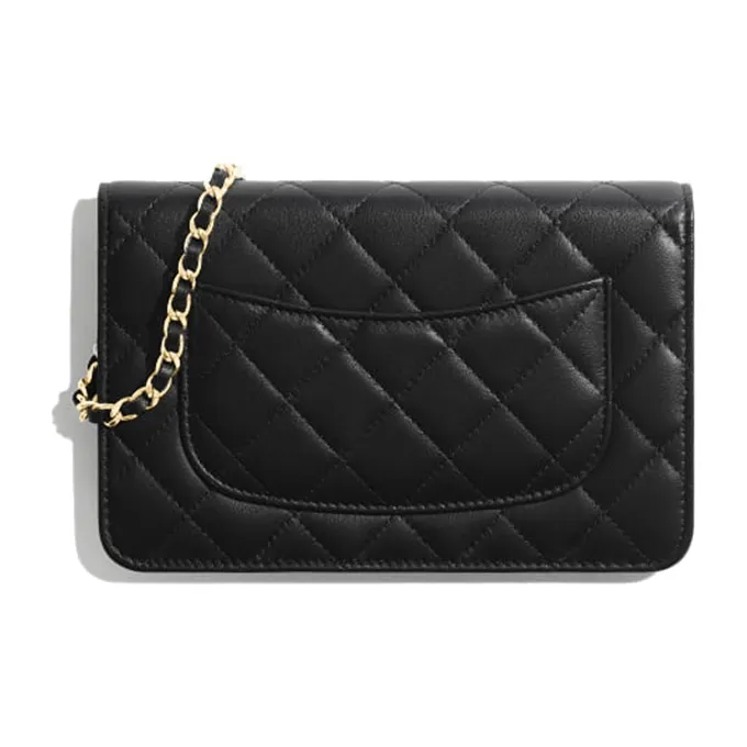 CHANEL WOC Lambskin Wallet On Chain Flap Bag, Chain Bag, Pochette, Shoulder Bag, Crossbody Bag Women's Black-1