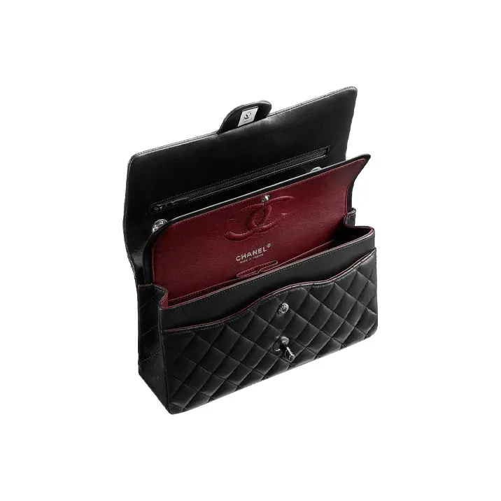CHANEL Classic Flap CF Sheepskin Crossbody Bag, Shoulder Bag Women's Black-2