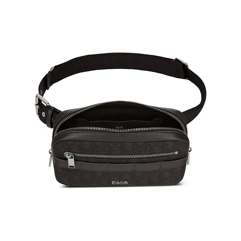 DIOR Cow Leather Shoulder Bag Crossbody Bag Fanny Pack Men's Black-3