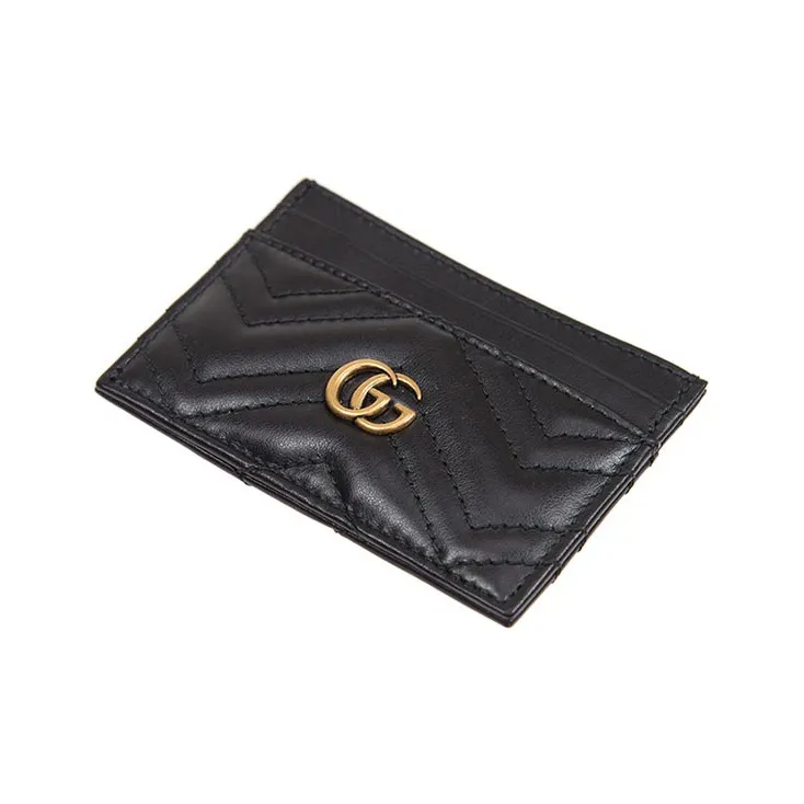 GUCCI Quilted Leather Card Holder Card Holder Women's Black-3