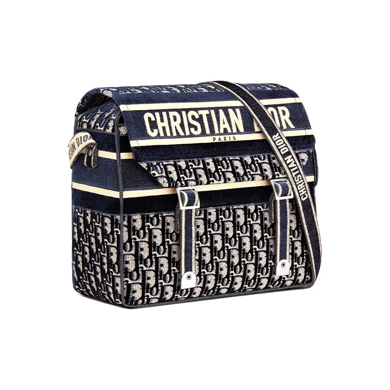 DIOR Velvet Messenger Bag Crossbody Bag Shoulder Bag Women's Blue-3