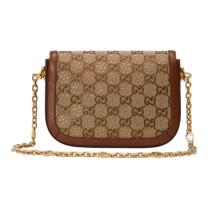 GUCCI Horsebit 1955 Canvas Bag, Handbag, Shoulder Bag Women's Ebony & Brown-6