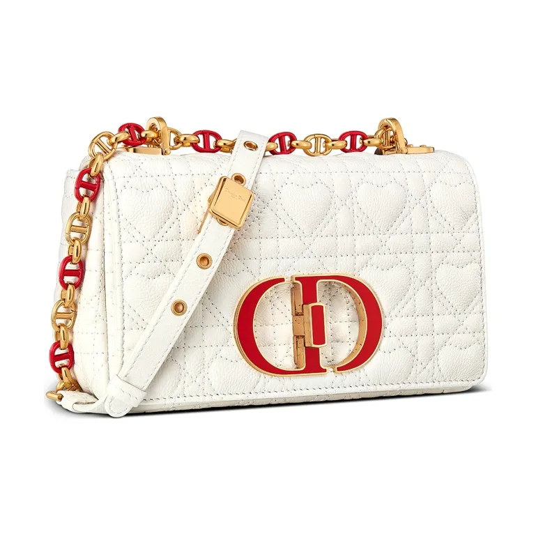 DIOR Caro Cow Leather Handbag, Shoulder Bag, Crossbody Bag Trumpets Women's Milk White-1