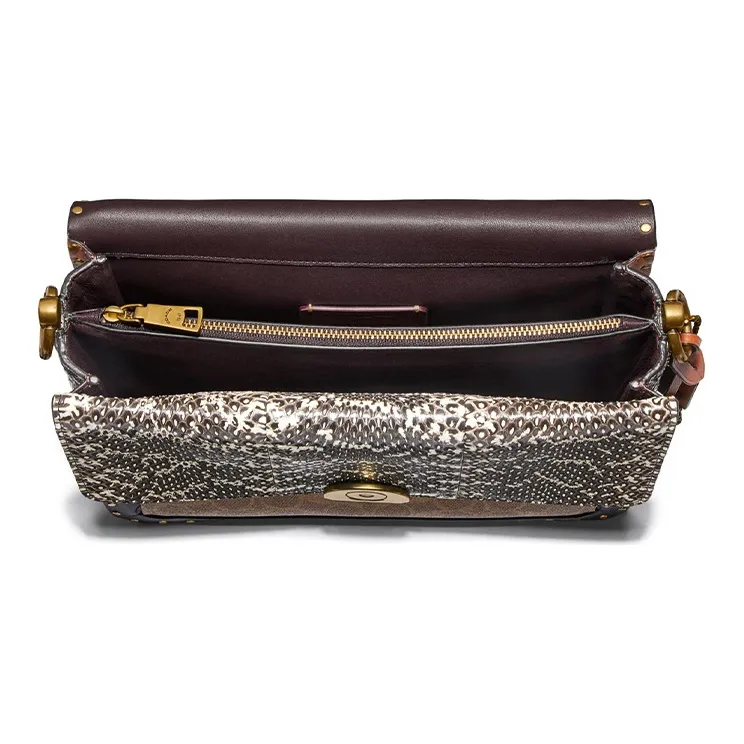 COACH Dreamer Snakeskin Print Patchwork Shoulder Bag Crossbody Bag Medium Size Women's Brown Multicolor-2