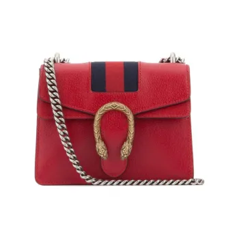 GUCCI Dionysus Cow Leather Chain Shoulder Bag, Crossbody Bag Mini Women's Red