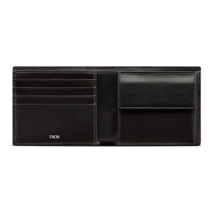DIOR Grained Calfskin Card Holder Wallet Men's Black-2