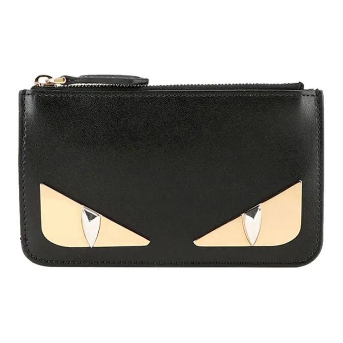 FENDI Cow Leather Handbag Coin Purse Women's Black-0