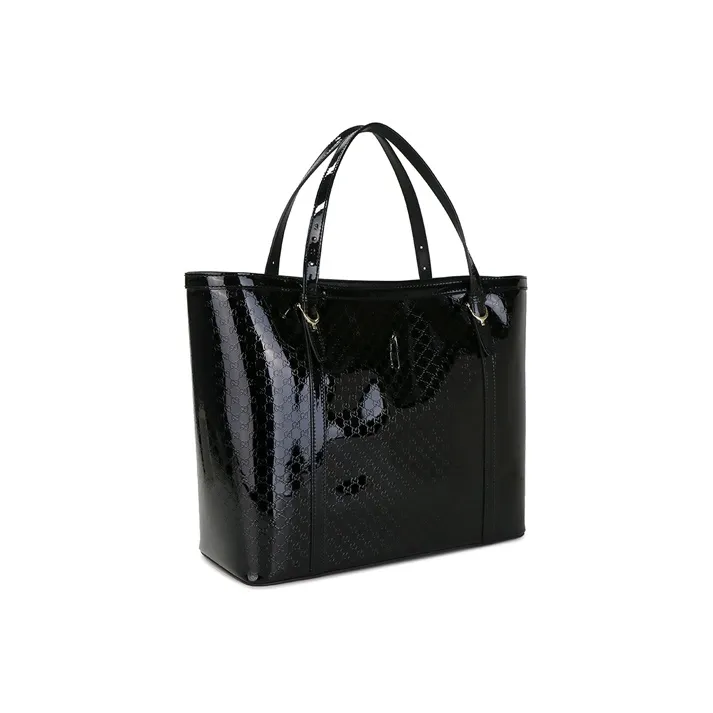 GUCCI Shiny Patent Leather Tote Bag Shopping Bag Handbag Shoulder Bags Regular Women's Black-1
