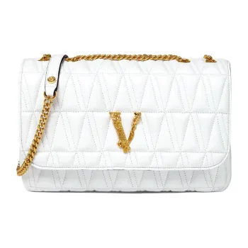FANSIZHE Virtus Leather Chain Bag Shoulder Bag Crossbody Bag Women's White