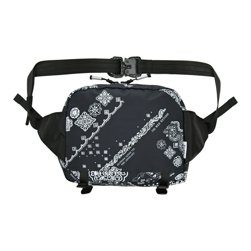 The MAD HATcher Polyester Casual Print Shoulder Bag Crossbody Bag Fanny Pack Small Size Unisex Black/Navy Blue/Purple-2