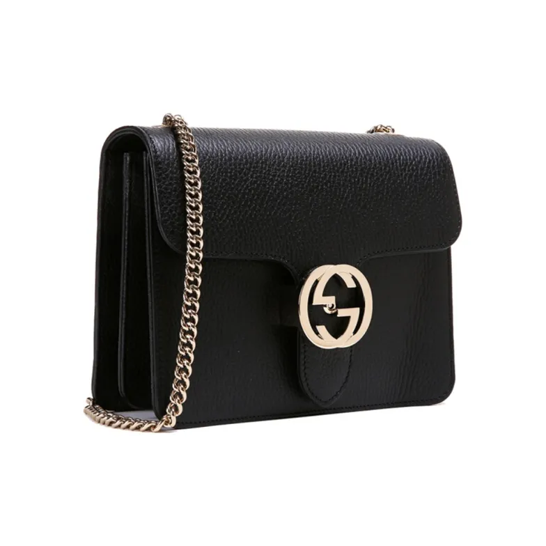 GUCCI Cow Leather Messenger Bag Wind Instrument Bag Shoulder Bag Crossbody Bag Women's Black-3