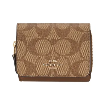 COACH Cow Leather Wallets Clutches Women's Khaki