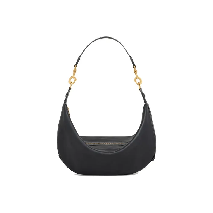 CELINE Imitation Deerskin Soft Calfskin One Shoulder Handbag Medium Size Women's Black-2
